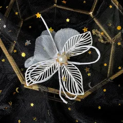 Bride Pin Silk Flower Flower Hair Accessories - 3 Flowers Barrettes - View 1