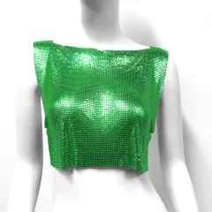 Women's Metal Sequins Top Sweet And Spicy Style Vest - Green - View 1