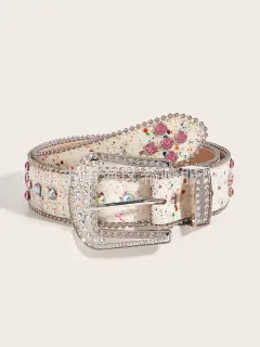 Fashion Personality Female Sequins Color Belt - White - View 1