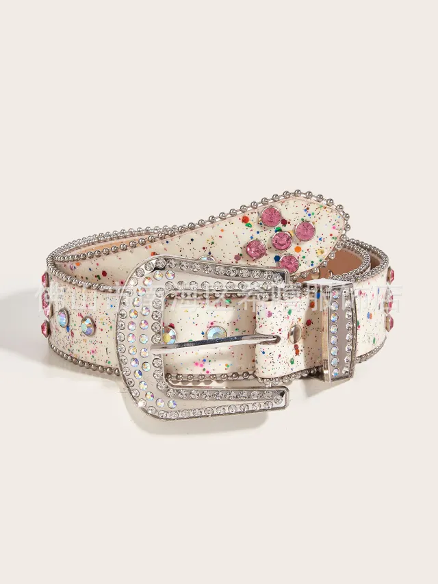 Fashion Personality Female Sequins Color Belt White - Shop at LoveMi