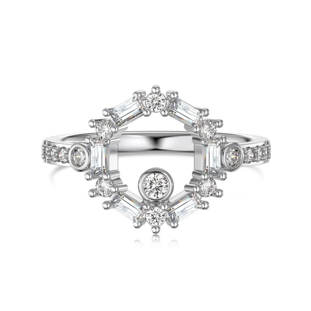 Women's Korean-style Light Luxury S925 Sterling Silver Ring Exquisite Geometric Ring - Platinum