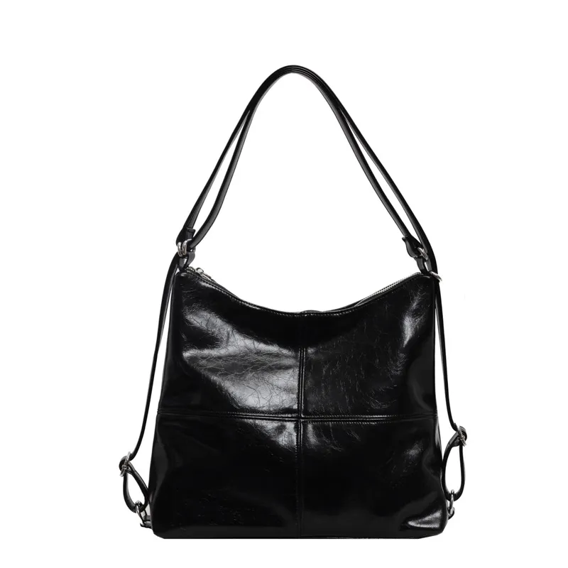 Color Contrast Patchwork Tote Bag For Women - Black