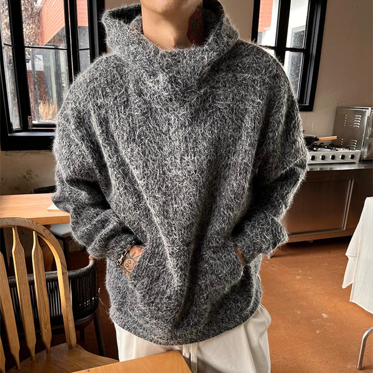 Men's Winter Thickened Pullover Long Sleeve Velvet Hooded Sweater