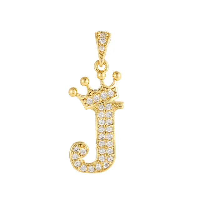 Gold Plated Copper Inlaid Zircon Crown 26 English Letters Full Diamond Pendant Parts Zj4423 - Shop at LoveMi