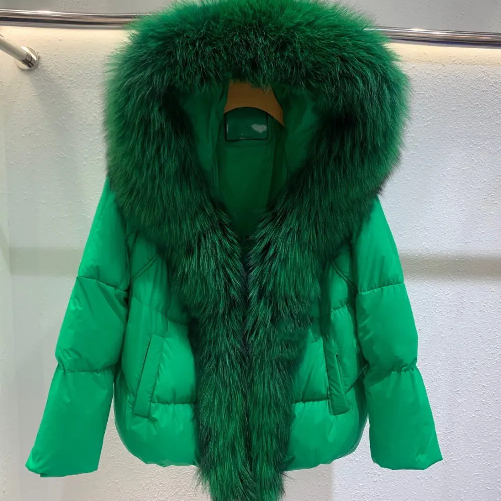 Fox Big Fur Collar Duck Down Jacket Female