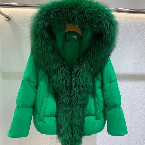 Fox Big Fur Collar Duck Down Jacket Female