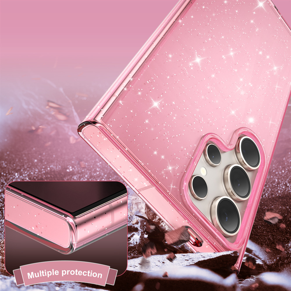 S25 Ultra Phone Case Shimmering Powder Finish, Yellow-resistance