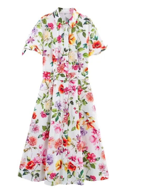 Stylish And Gentle Floral Belt Dress Floral - Shop at LoveMi
