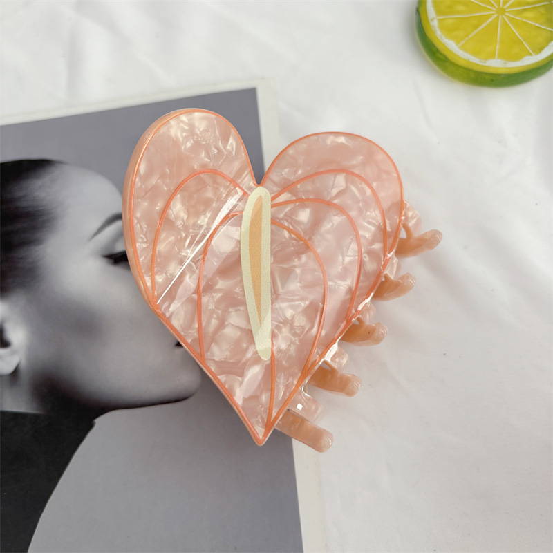 Womens Fashionable Acetate Hair Clip With Heart And Floral Design — foto 5