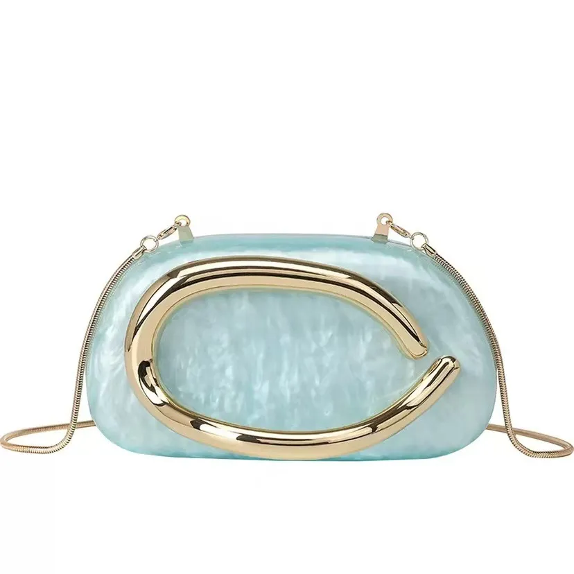Acrylic Dinner Clutch Shoulder Crossbody Bag - Blue