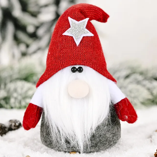 Christmas Decorations Five pointed Star Forest Man Doll Ornaments Red Cap - Shop at LoveMi