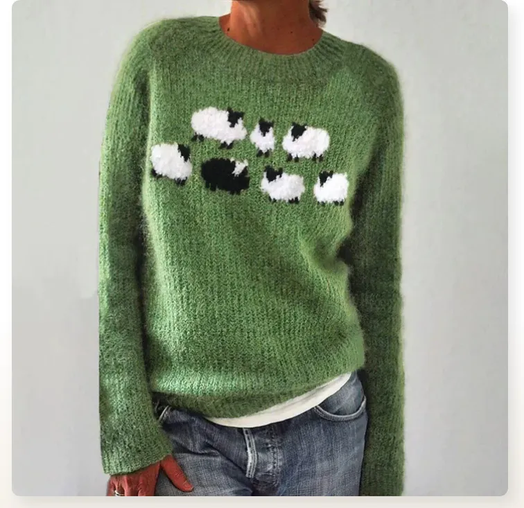 Round Neck Loose And Stylish Long Sleeves Sweater - 15-Xs