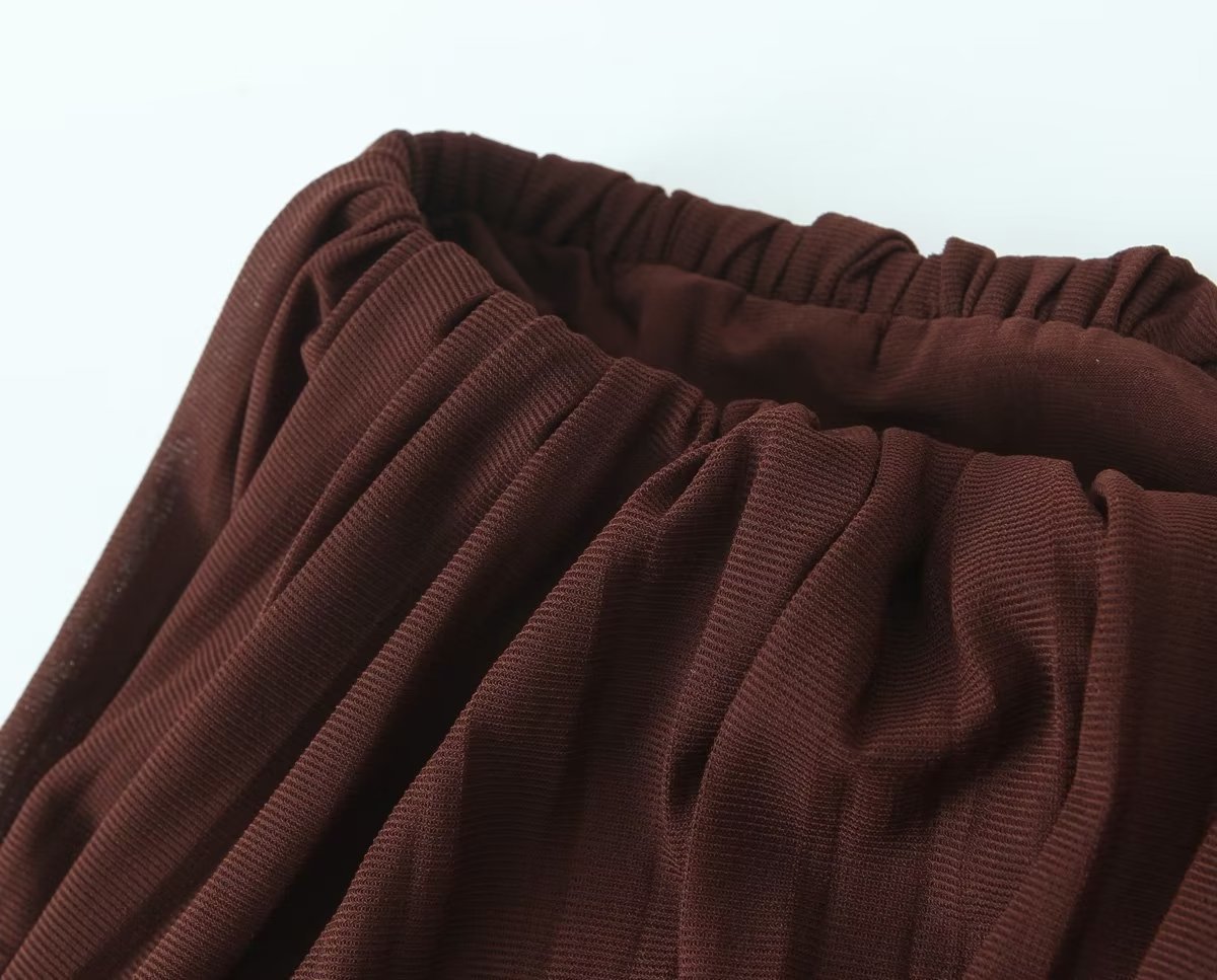 Women's Summer Fashion Pleated Silk Net Tube Top Trousers Suit