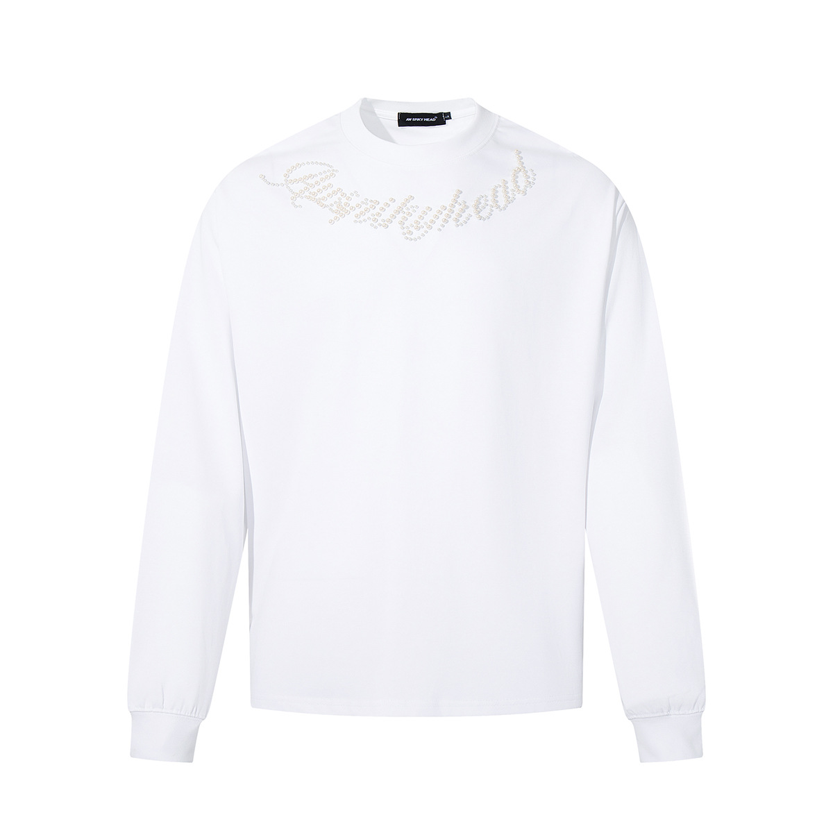 Beaded Letter Pearl Heavyweight Crewneck Hoodie For Couples