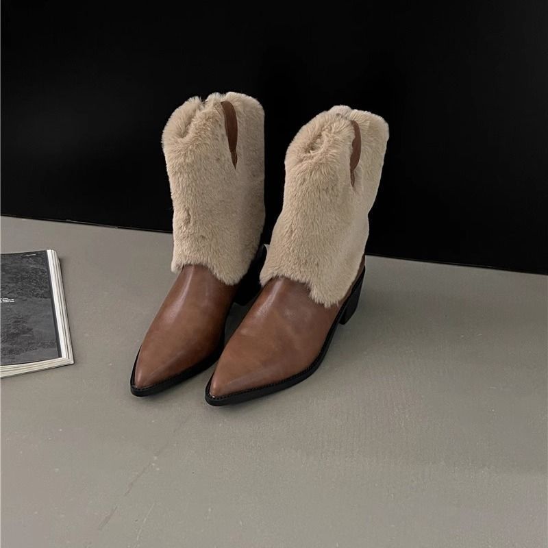 Height-increasing Vintage Maillard Western Cotton Boots