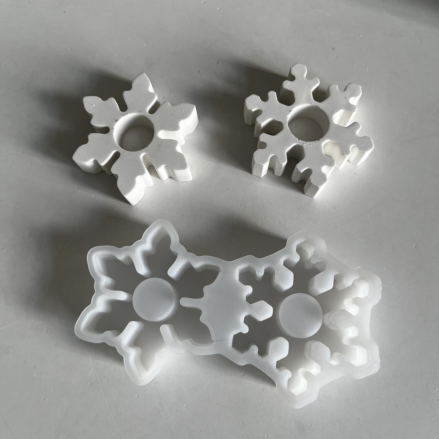 Title 2, Two-piece Snowflake Long Candlestick Silicone Mold