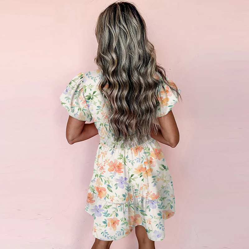 Pullover Dress Women Printed Waist-controlled Slimming