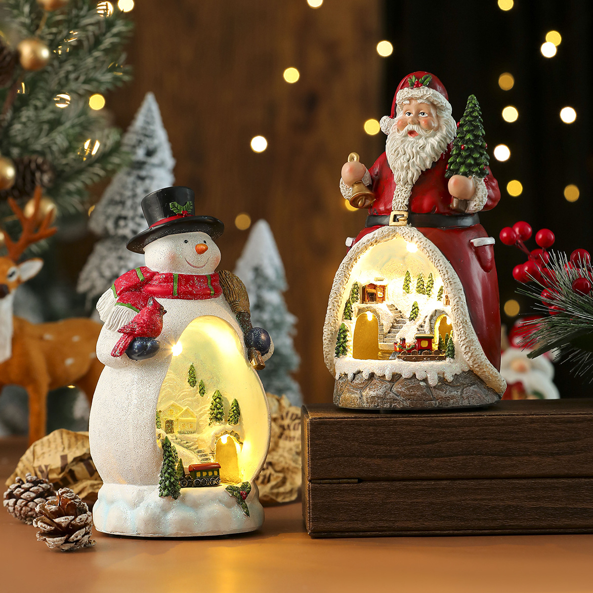 Christmas Resin Rotating LED Colored Lamp Ornaments - Image 4