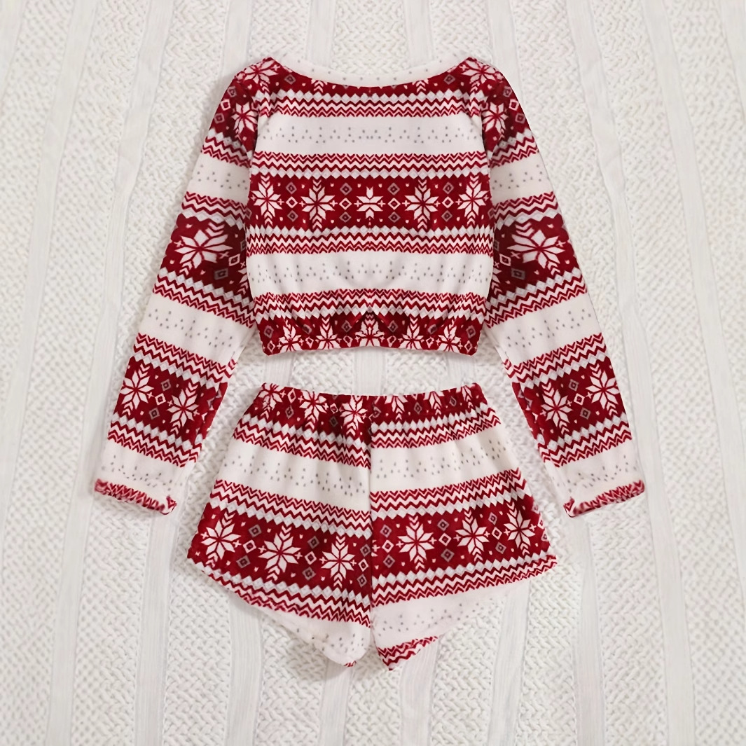 Coral Fleece Christmas Venonat Decoration Round Neck Shorts Long-sleeve Suit