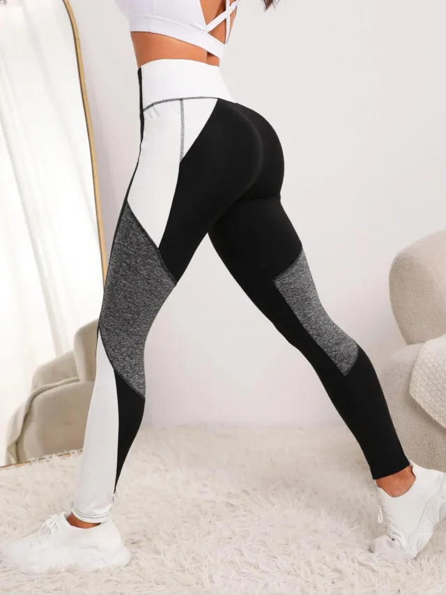 Yoga Pants European And American Stitching Running Pants Women Black And White - Shop at LoveMi