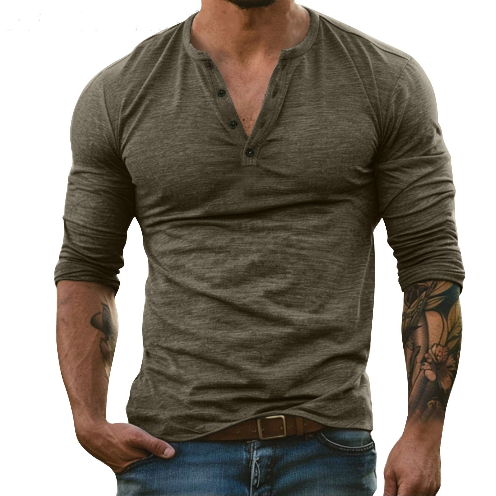Men's Long-Sleeve T-Shirt Bamboo Fiber Blend Cotton