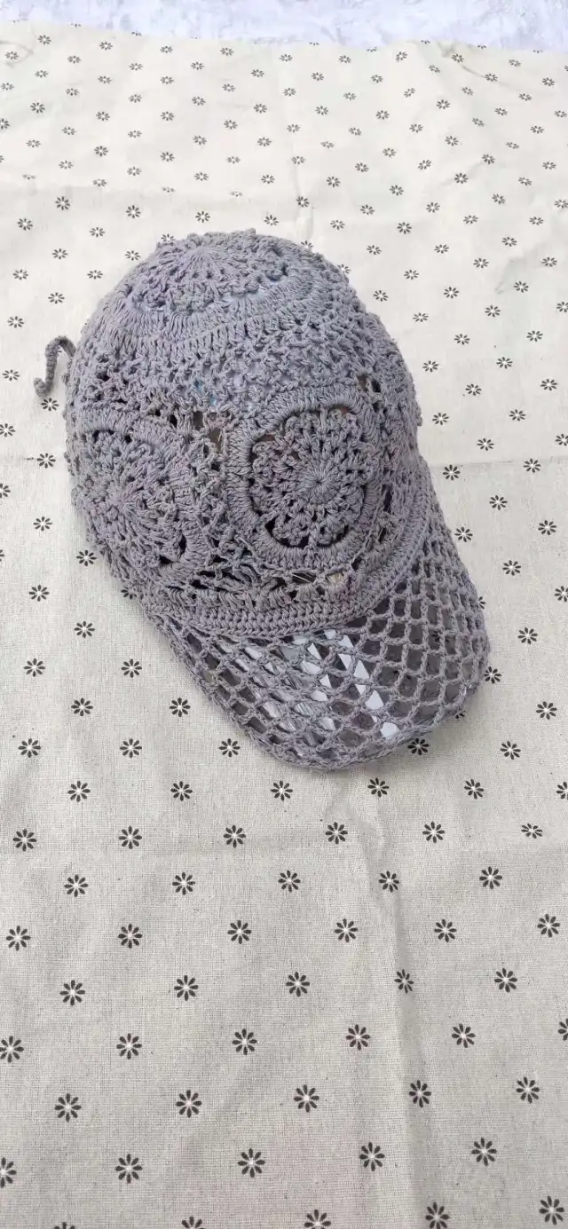 Niche Women's Hand woven Cotton Thread Hollow Cap Gray - Shop at LoveMi