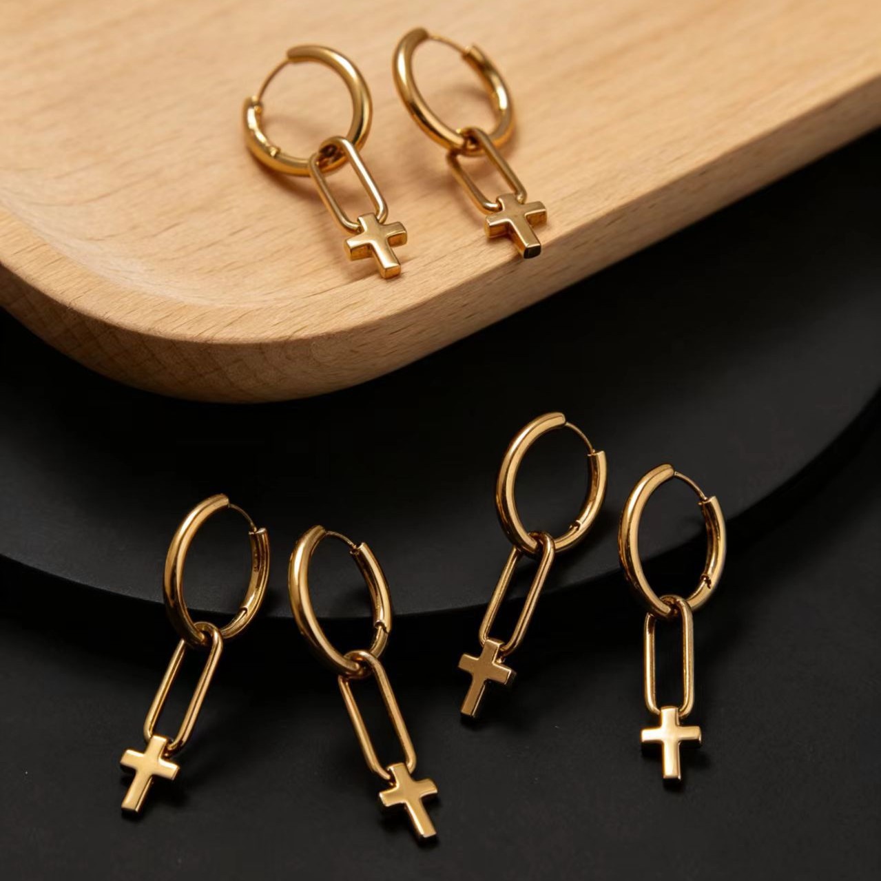 Fashionable And Minimalist Cross Earrings