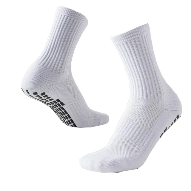 Solid Color Non slip Football Socks Dispensing Shock absorbing Wear resistant White - Shop at LoveMi