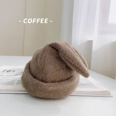 Rabbit Ears Woolen Cap Children Autumn And Winter Cute Fleece Lined - Brown - View 1