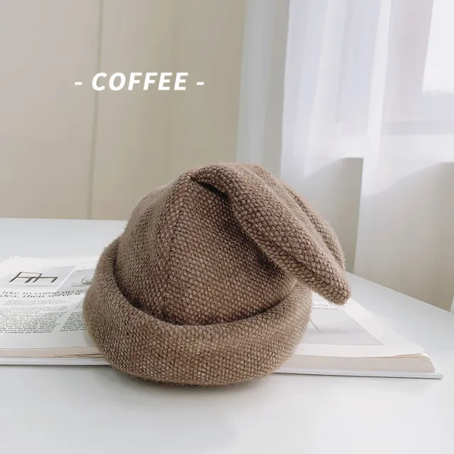 Rabbit Ears Woolen Cap Children Autumn And Winter Cute Fleece Lined Brown - Shop at LoveMi