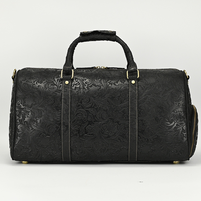 Vintage Print Crazy Horse Leather Handbag