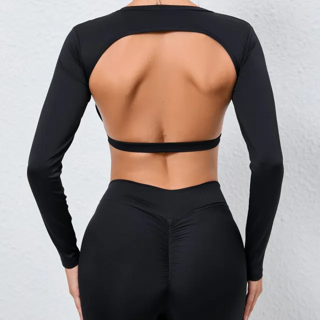 European And American Sports Top With Chest Pad Backless Short Black - Shop at LoveMi