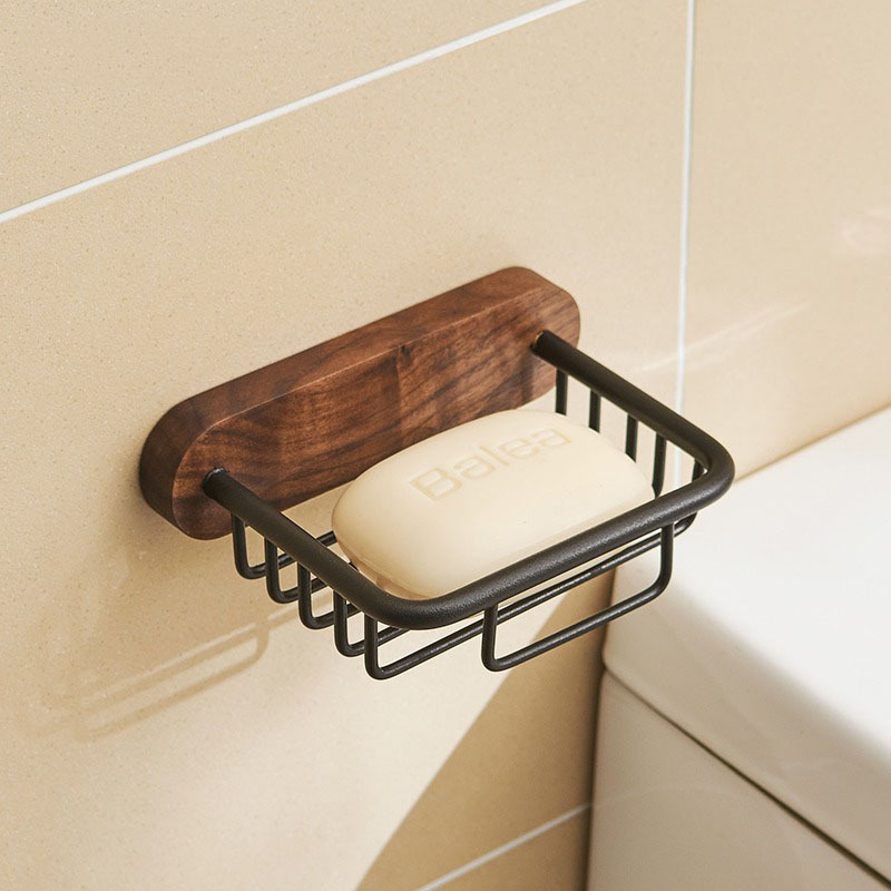 Wash Basin Walnut Soap Dish Wall-mounted Punch-free
