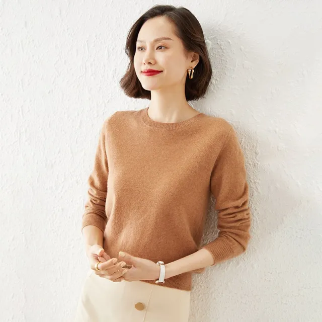 Round Neck Bottoming Shirt Long Sleeve Pullover Golden Camel - Shop at LoveMi