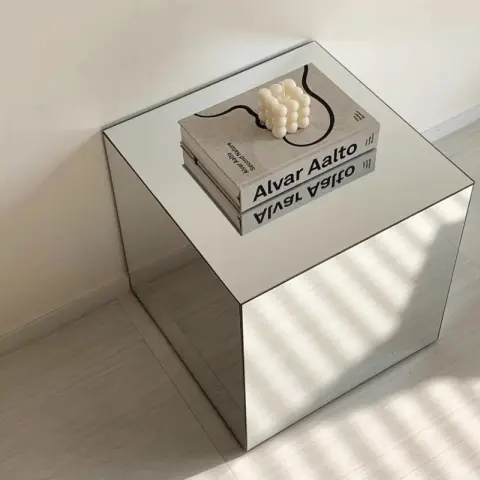 Mirror Acrylic Cube Coffee Table Side Simple Bedside Decorative