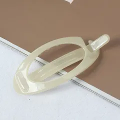 Simple Retro Hair Band Oval Barrettes - Tcbgd Milky White - View 1