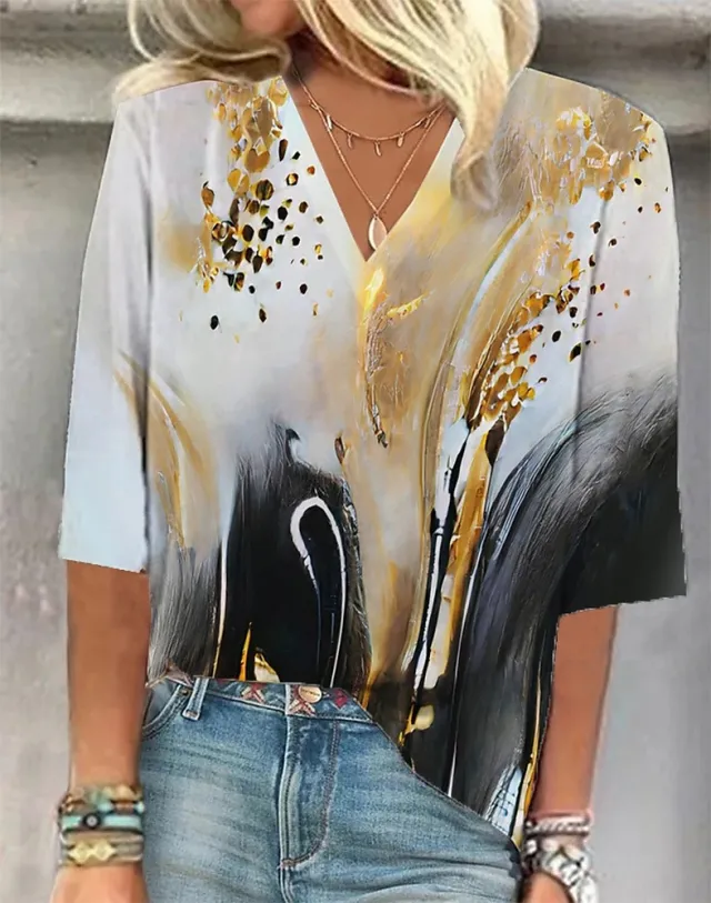 Cross border Clothing 3D Printed V neck Pullover Leisure Cropped POD Customization Vl06 - Shop at LoveMi