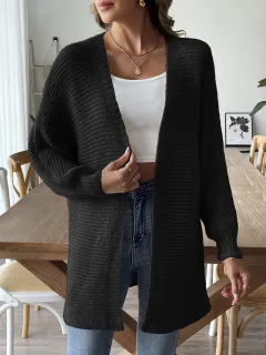 European And American Women's Clothing Autumn And Winter New Casual Woven Sweater Sweater Coat - Black - View 1