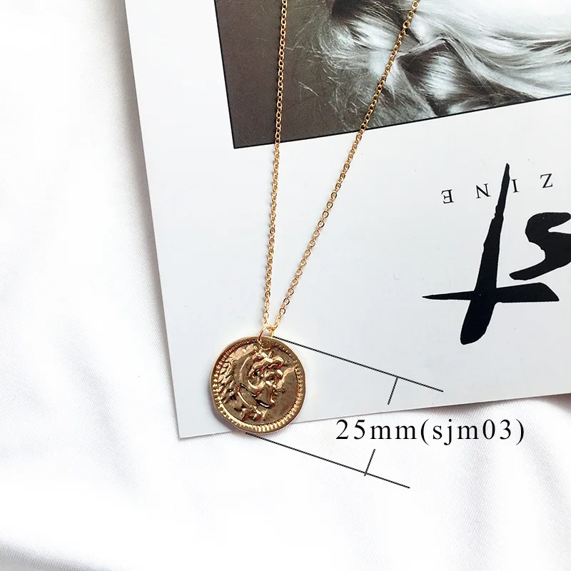 Title 11, Simple Vintage Carved Coin Pendant Necklace