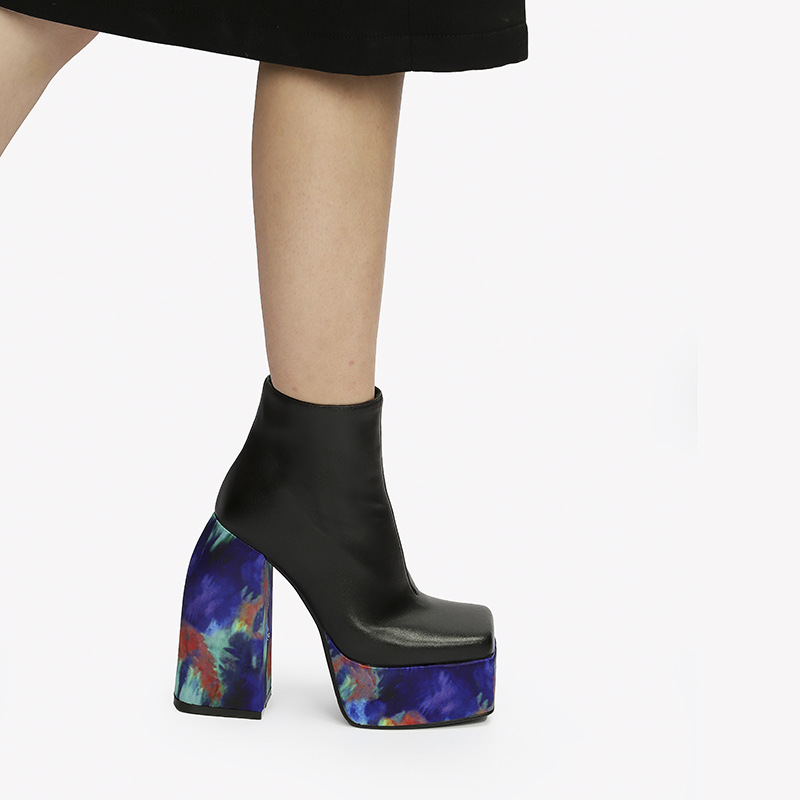 Womens High-Heeled Leather Fashion Boots