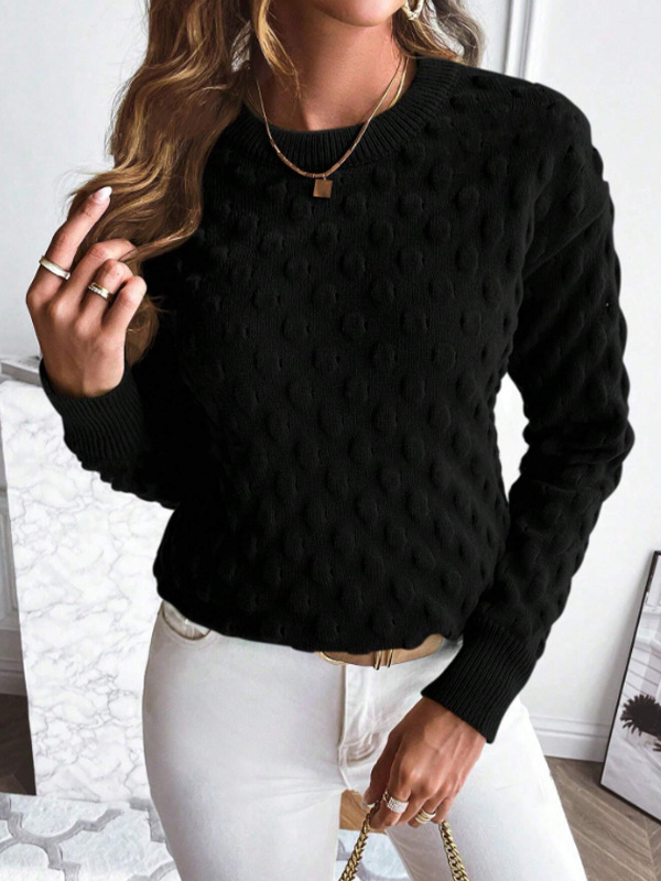 Title 3, Pullover Round Neck Long Sleeves Knitwear Solid...