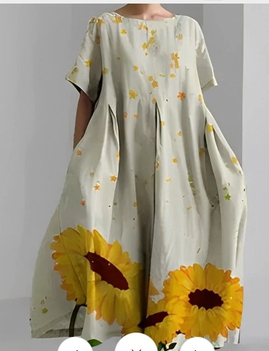 Women's Round Neck Fashion Short Sleeve Printed Dress A89Qket3C6Uz9S - Shop at LoveMi