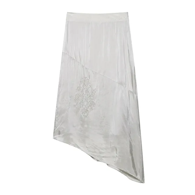 Solid Color Design Embroidered Asymmetric Skirt - Shop at LoveMi