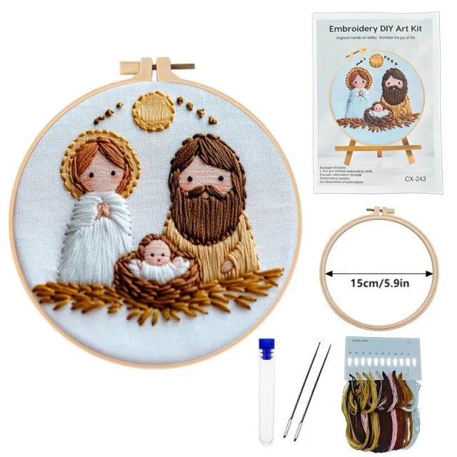 Vintage Embroidery DIY Material Jesus Handmade Cross Imitation Bamboo Taboret - Shop at LoveMi