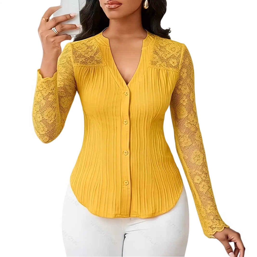 Hollow-out Long-sleeve V-neck Cardigan - Image 10