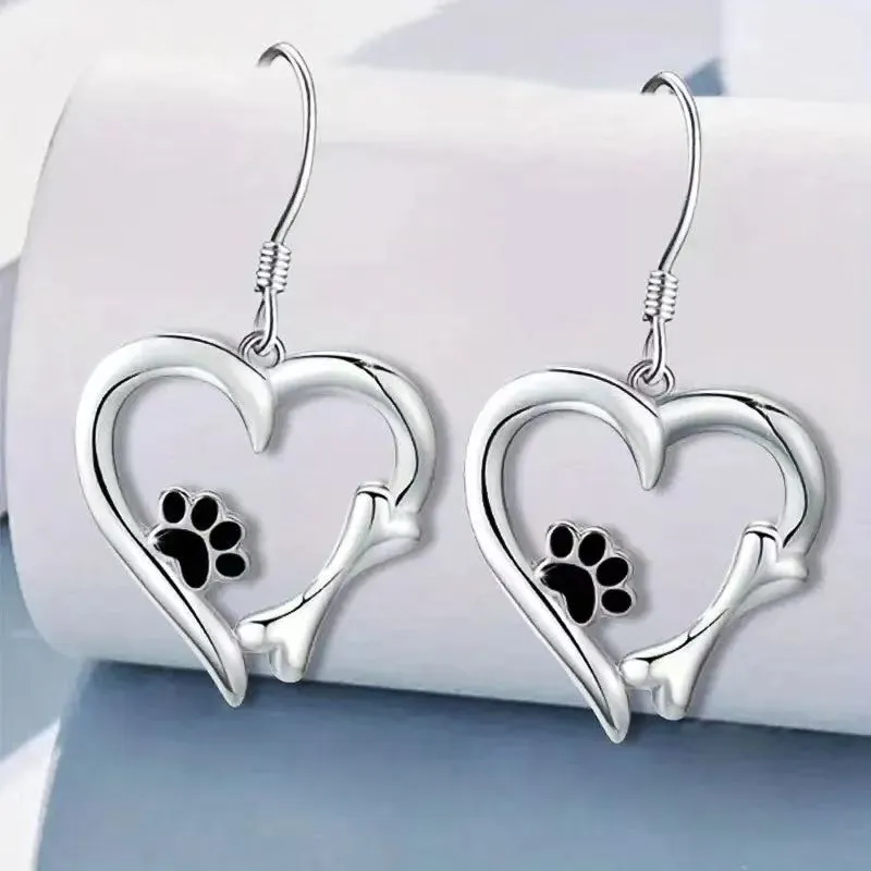 8-shaped Pendant Epoxy Bear Claw 925 Silver Earrings
