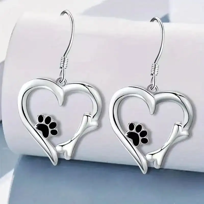 8-shaped Pendant Epoxy Bear Claw 925 Silver Earrings