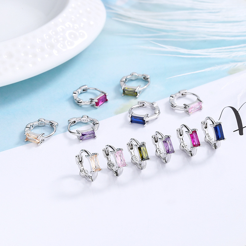 Rectangular Zircon Earrings Delicate Earrings