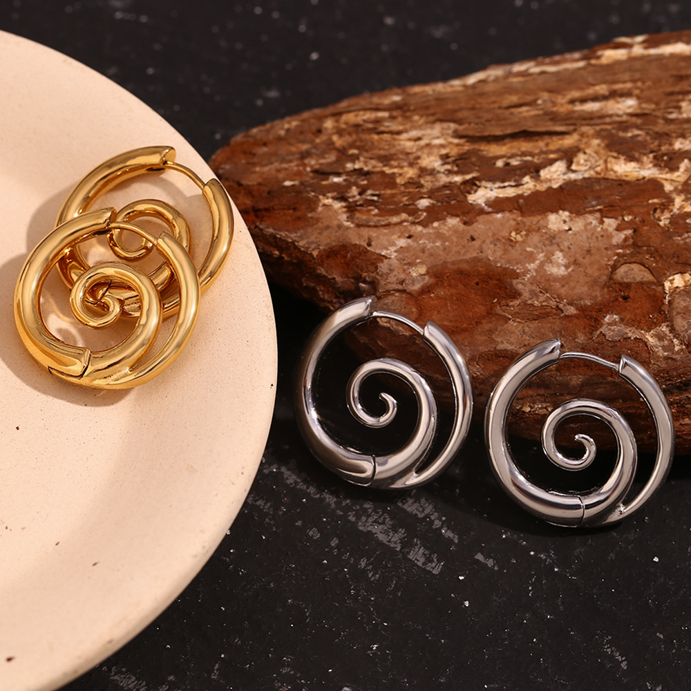Stainless Steel 18K Gold Plating Simple Spiral Snail Earrings