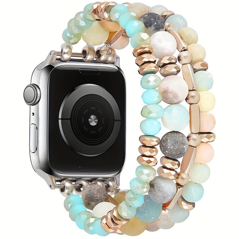 Bohemian Natural Stone Beaded Band For Watch Series Replacement Strap For IWatch Women Men 2